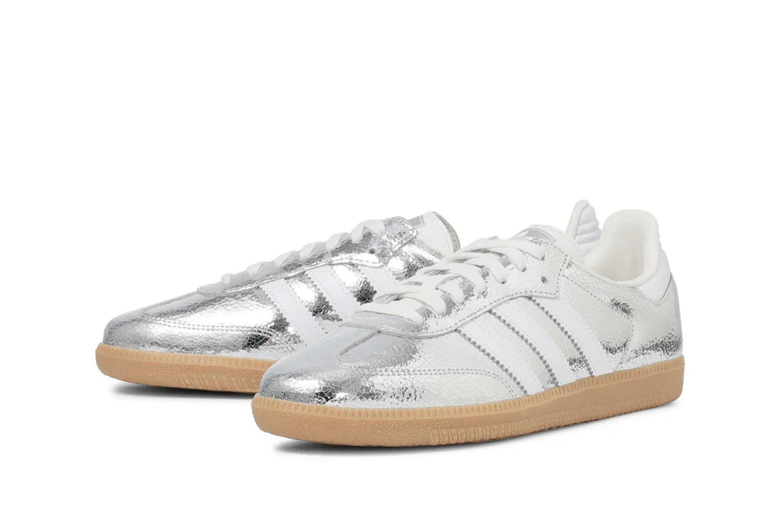 Adidas Samba OG Silver Metallic Cracked Leather Prateado - 44SHOES
