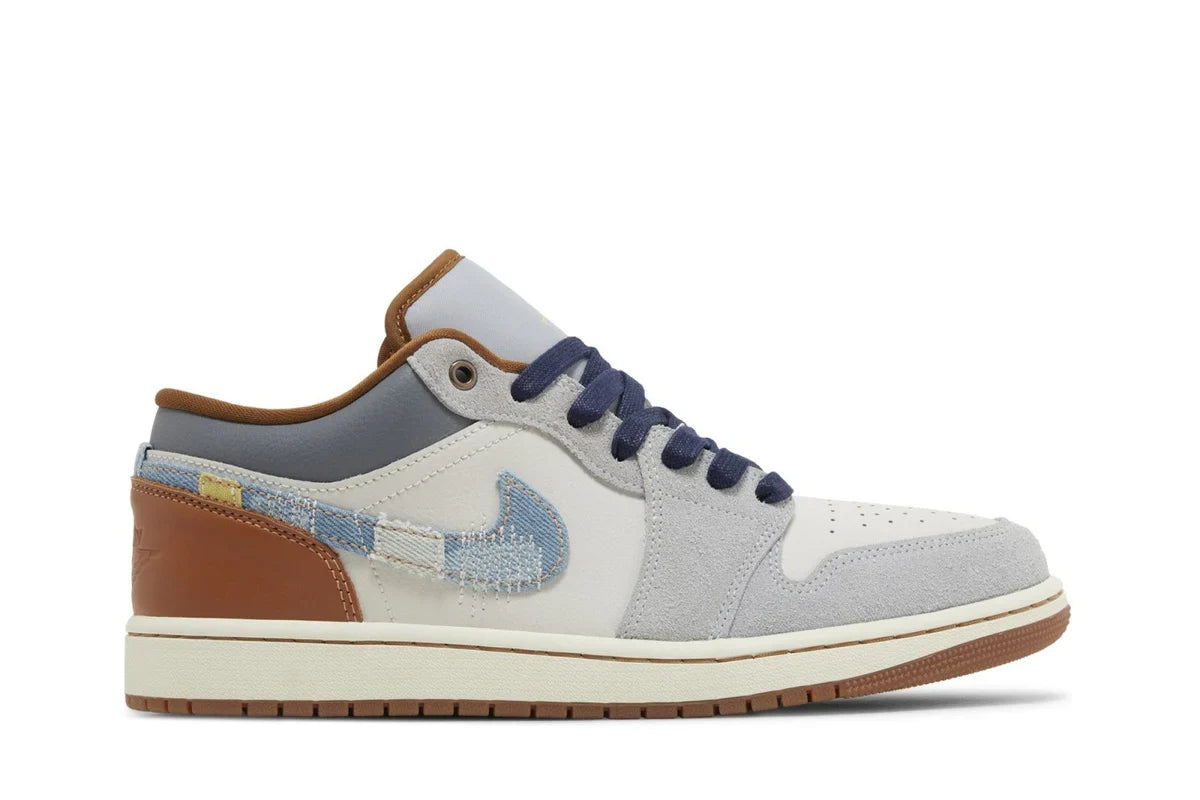 Air Jordan 1 Low SE Repaired Denim Swoosh Azul - 44SHOES