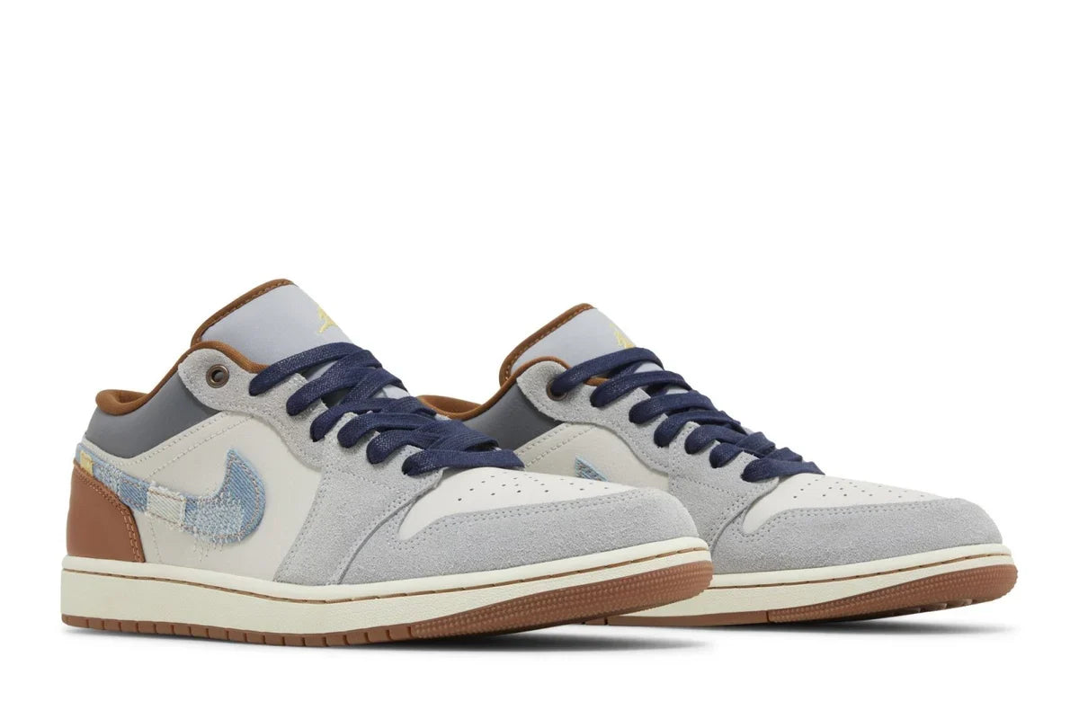 Air Jordan 1 Low SE Repaired Denim Swoosh Azul - 44SHOES