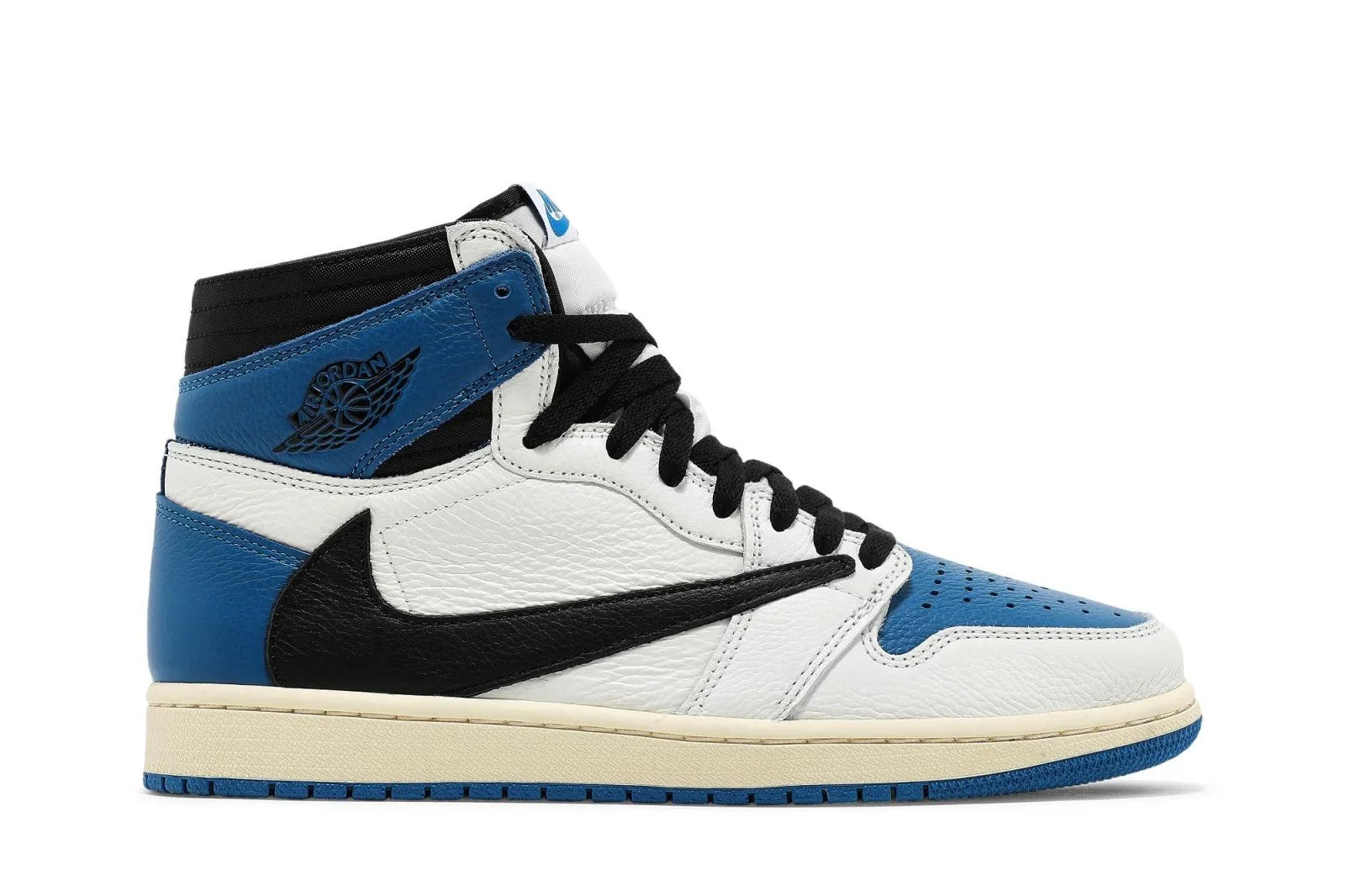 Air Jordan 1 Retro High Fragment Design x Travis Scott Couro Branco Azul - 44SHOES