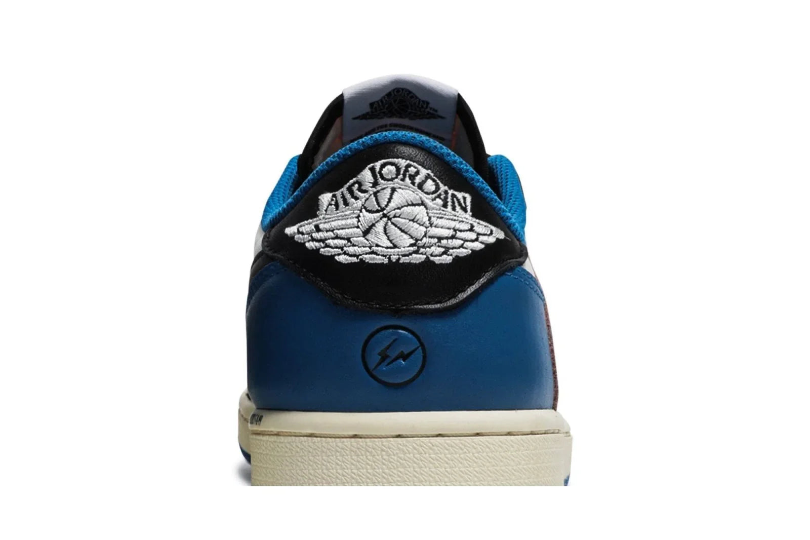 Air Jordan 1 Retro Low Fragment Design x Travis Scott Couro Branco Preto Azul - 44SHOES