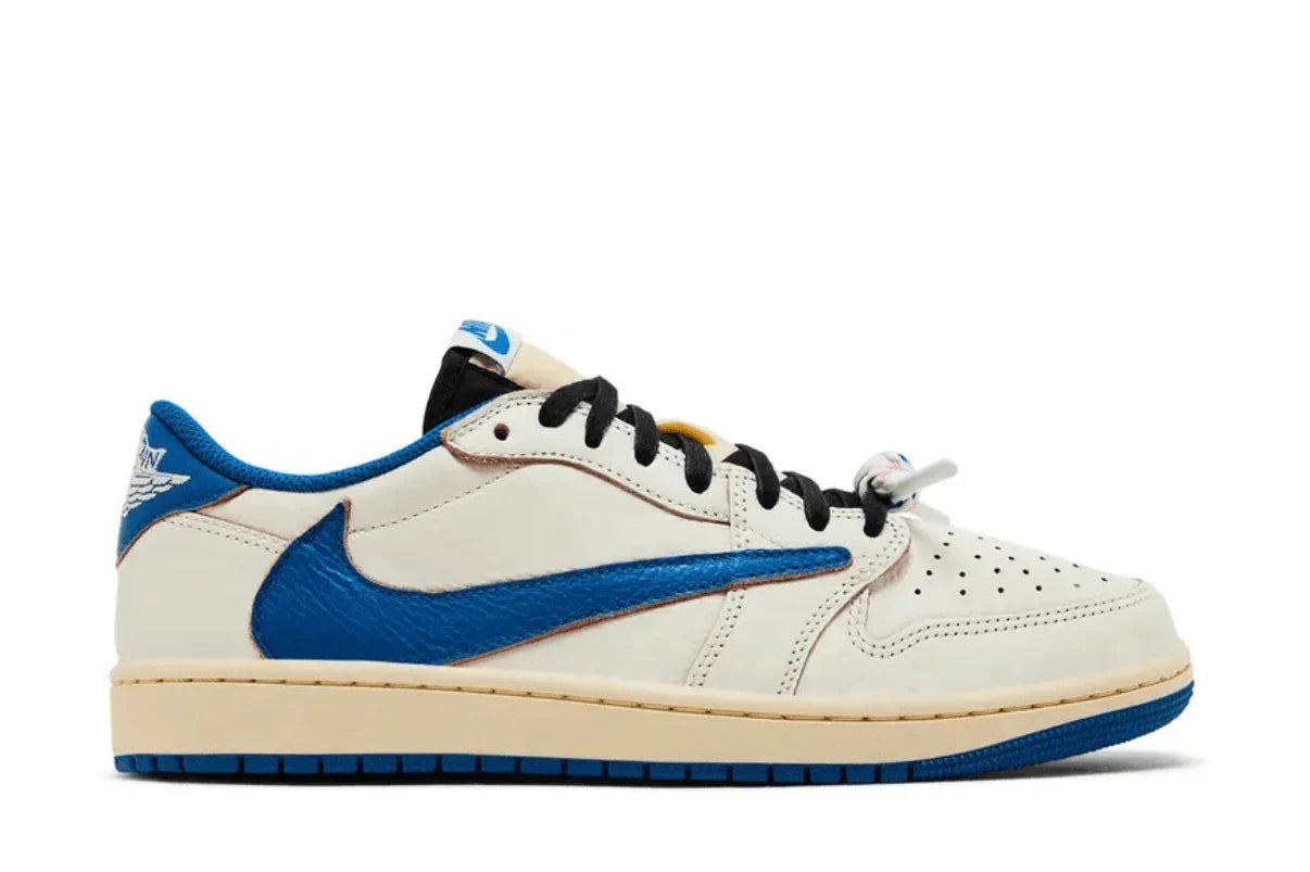 Air Jordan 1 x Travis Scott Retro Low OG SP Nike Sail Military Blue Couro - 44SHOES
