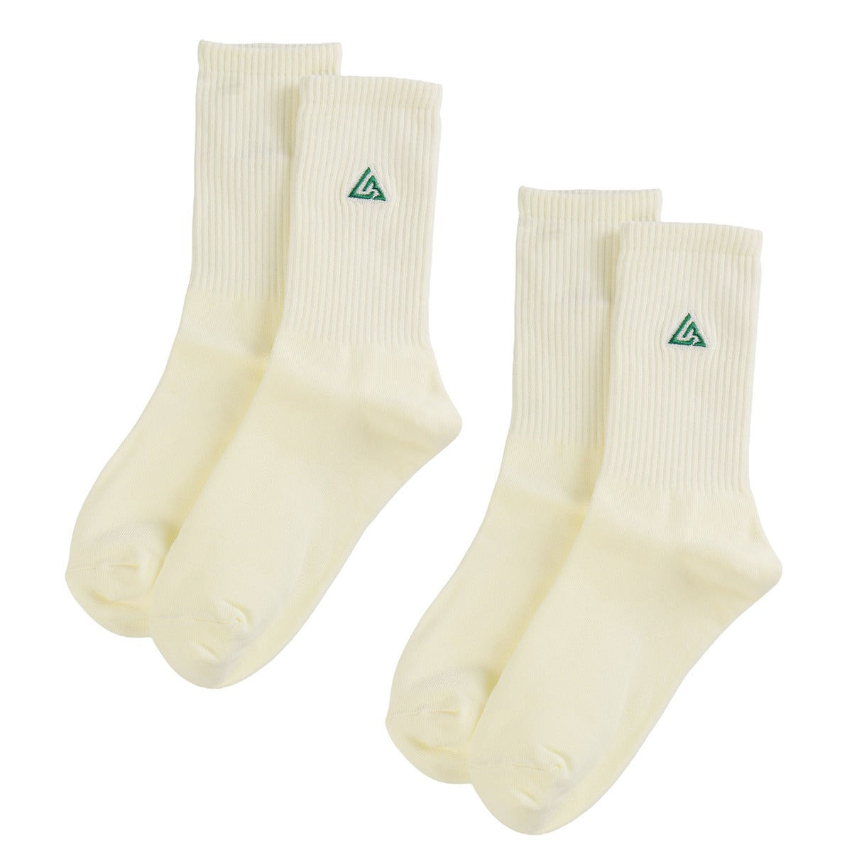 Meias 44SHOES Essentials Off-White com Logotipo Verde (Pack com 2 Pares) - 44SHOES