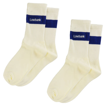 Meias 44SHOES Essentials Off White & Royal Blue (Pack com 2 Pares) - 44SHOES
