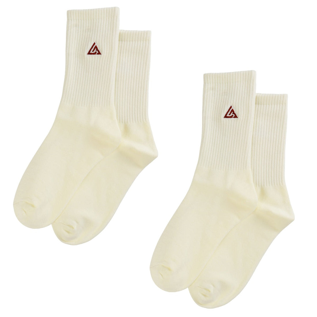 Meias 44SHOES Essentials Off-White com Logotipo Bordô (Pack com 2 Pares) - 44SHOES