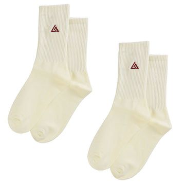 Meias 44SHOES Essentials Off-White com Logotipo Bordô (Pack com 2 Pares) - 44SHOES