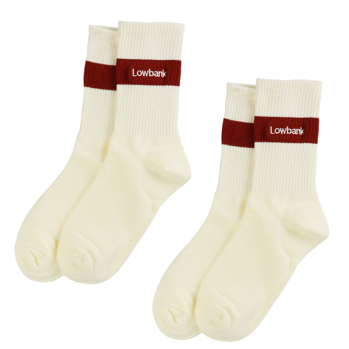 Meias 44SHOES Essentials Off White & Burgundy (Pack com 2 Pares) - 44SHOES